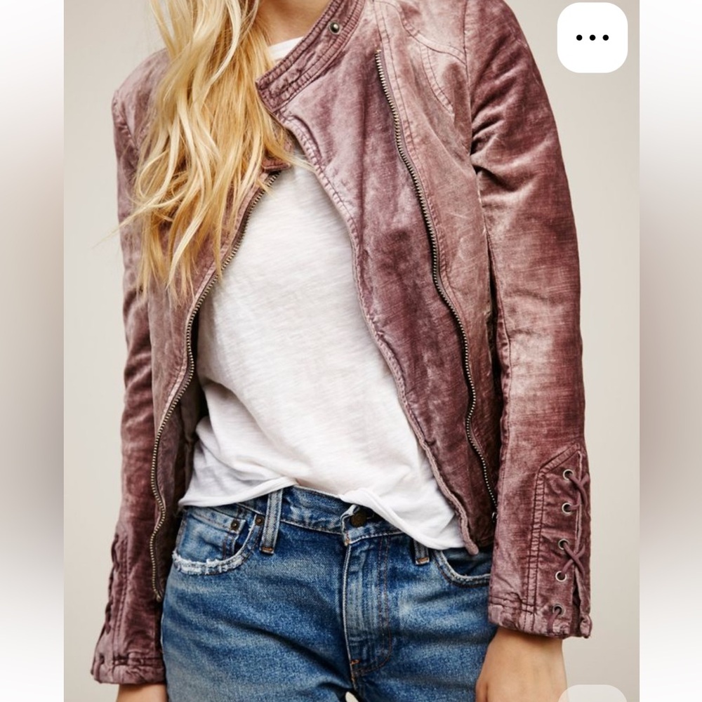 Free People Lacey Velvet Moto Jacket